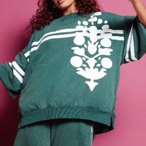 FP Movement by Free People Buti Green and White Sweatshirt